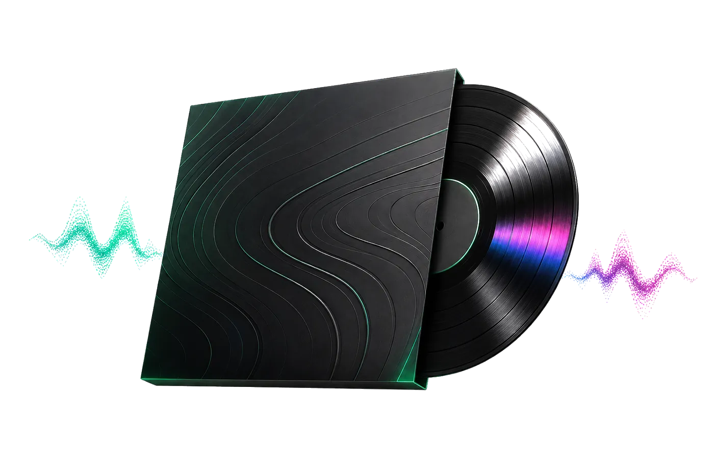 Vinil e capa representando uma música pronta